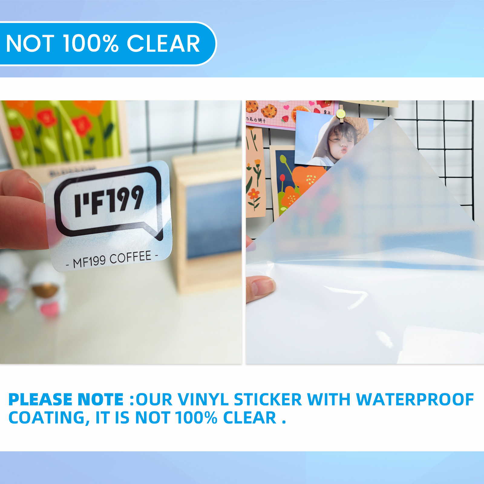 Uinkit Premium Clear Vinyl Sticker Paper for Inkjet Printer - Bulk Pack 100 Sheets  Clear Waterproof
